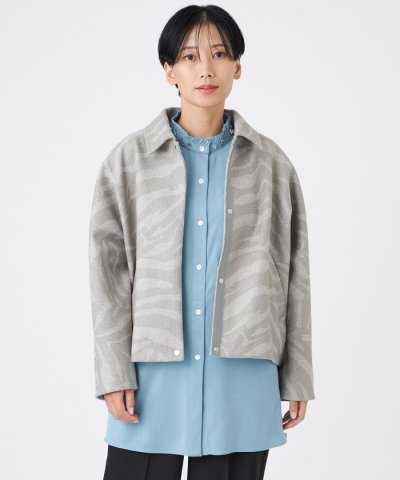 【ウォッシャブル】ゼブラプリントウールライクジャージ―ブルゾン