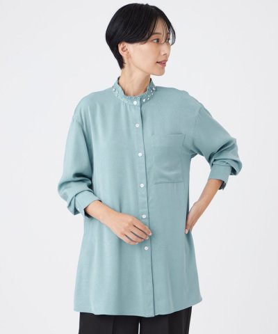 【カタログ掲載】フィブリルライクサテンビジューシャツ