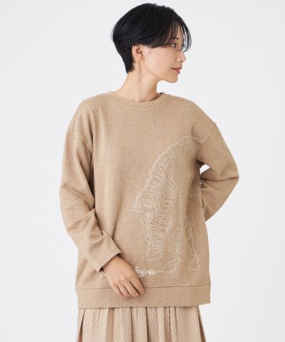 【ウォッシャブル】ゼブラモチーフラメスウェットプルオーバー