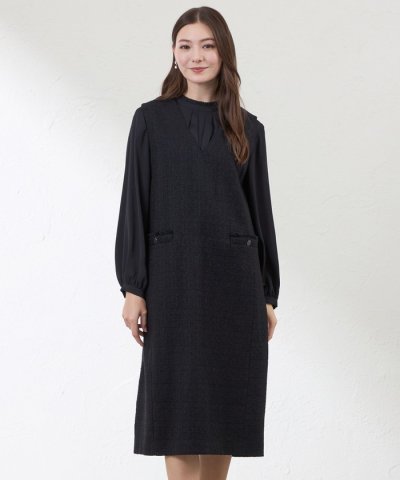 【Anniversary　Piece】【尾州素材】ツイードジャンパードレス