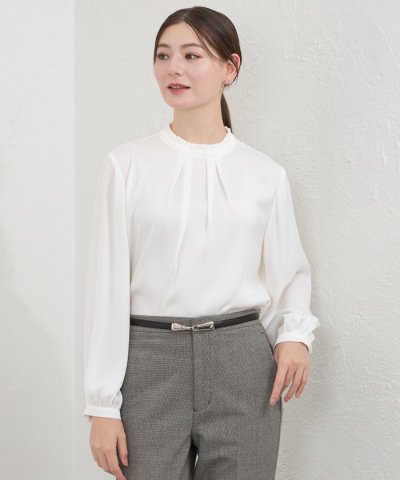 バックサテンジョーゼットブラウス