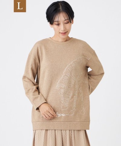 【L】【ウォッシャブル】ゼブラモチーフラメスウェットプルオーバー