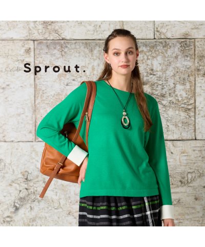 リリアンビューティ Liliane Burty 【L～4L】袖カフス配色ニット