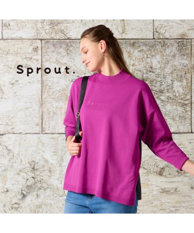 【L・3L】配色ハイネックプルオーバーニット