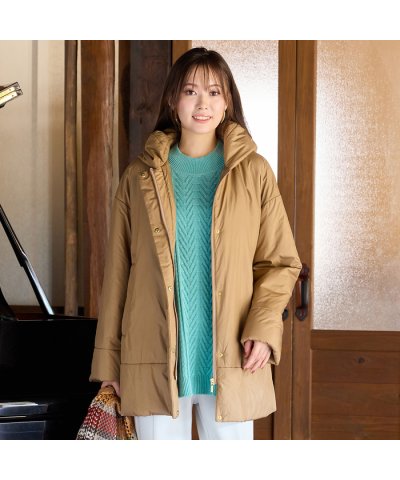 ピサーノ PISANO キャメル入り中綿ボリューム襟コート