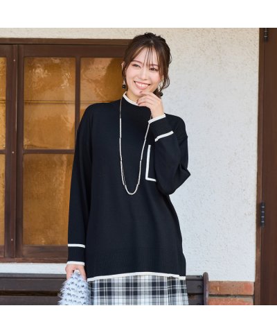 ピサーノ PISANO パッチポケット付きハイネックニット