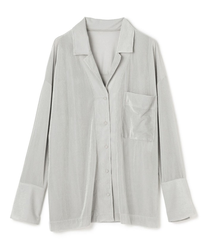 UNCRAVE 【洗濯機洗い可】シアーベロアリブ シャツ ライトグレー F UNCRAVE 【洗濯機洗い可】シアーベロアリブ シャツ ライトグレー F