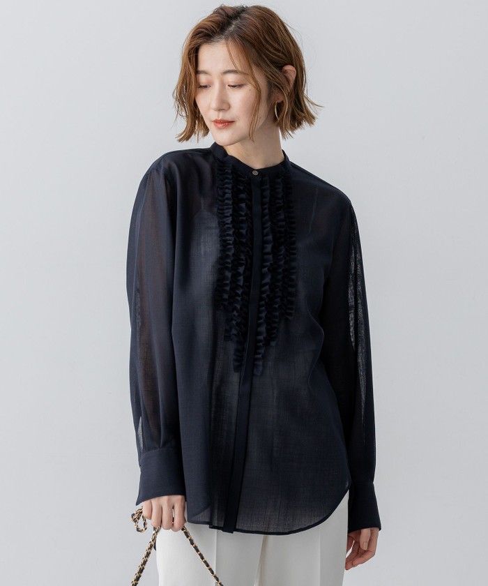 VERY11月号掲載/洗える】TWボイル フリルディテール ブラウス