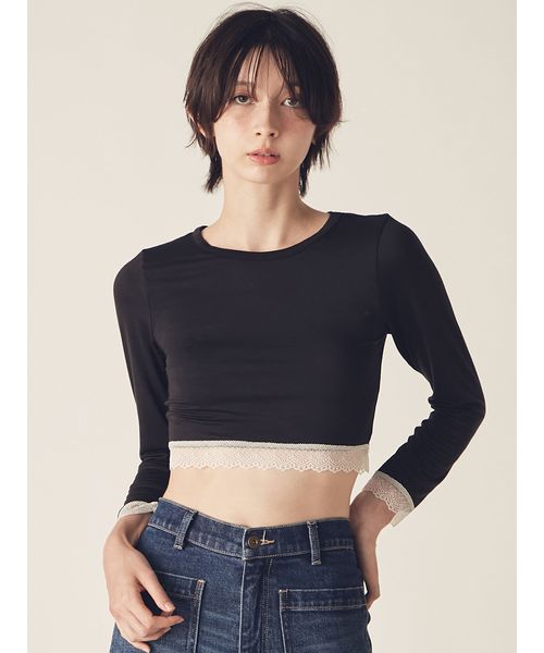 LILYBROWNLingerie 【LILY BROWN Lingerie】メルティヒートクルーネック BLK F LILYBROWNLingerie 【LILY BROWN Lingerie】メルティヒートクルーネック BLK F