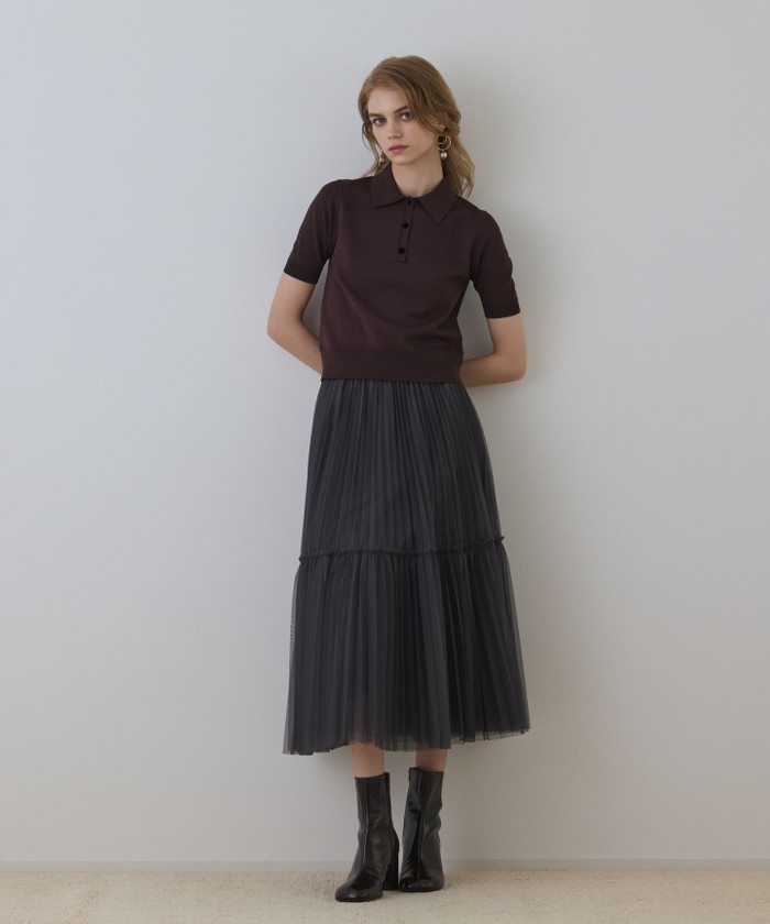 GRACECONTINENTAL チュールティアードスカート グレー 36 GRACECONTINENTAL チュールティアードスカート グレー 36