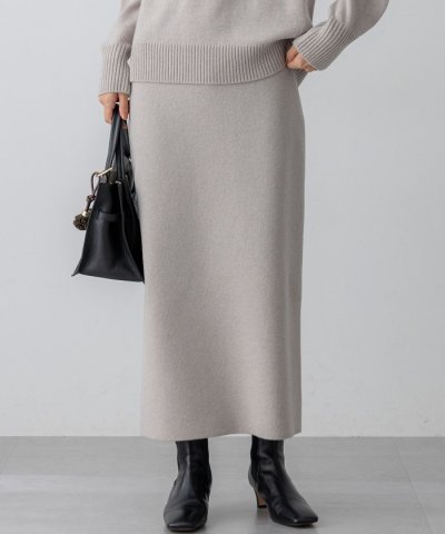 【洗える】カシミヤブレンド Iライン ニットスカート