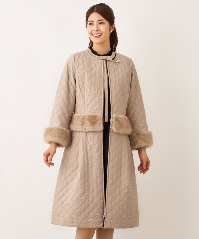 極美品✨トゥービーシック ウールコート ダウン ビジュー グレージュ 36 ロイカストレッチ ダウンコート(コート)｜TO BE CHIC(トゥー ビー