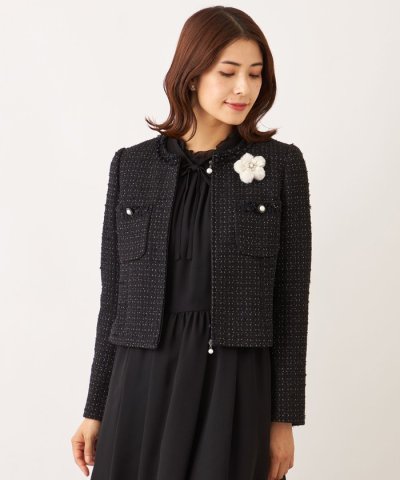 リボンニットファンシー ノーカラージャケット