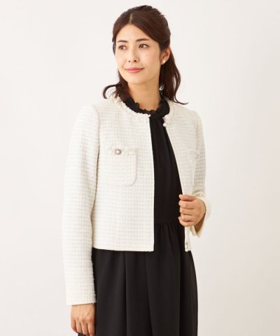 リボンニットファンシー ノーカラージャケット