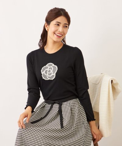 千鳥カメリアモチーフ ニット