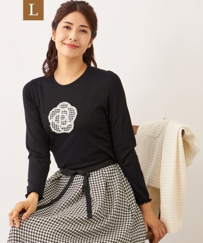 千鳥カメリアモチーフ ニット