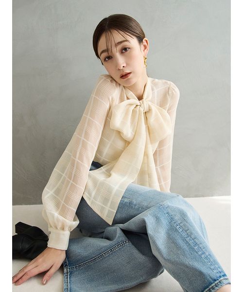 FRAYI. D ビッグボウタイブラウス CHECK F