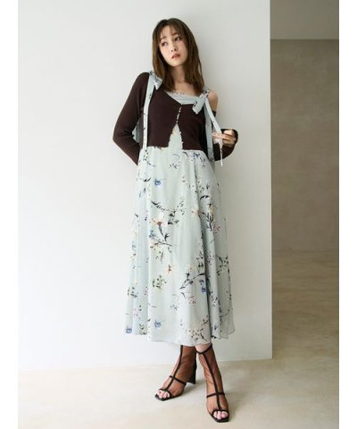 【限定カラー・00サイズ】リボンディテールフローラルワンピース