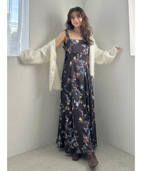 FRAYI. D 【限定カラー・00サイズ】リボンディテールフローラルワンピース BRW 00