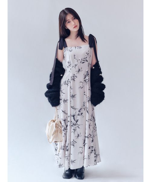 FRAYI. D 【限定カラー・00サイズ】リボンディテールフローラルワンピース LBEG 0