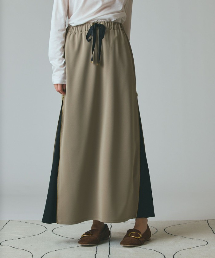 GRACECONTINENTAL サイドジップスカート カーキ 36