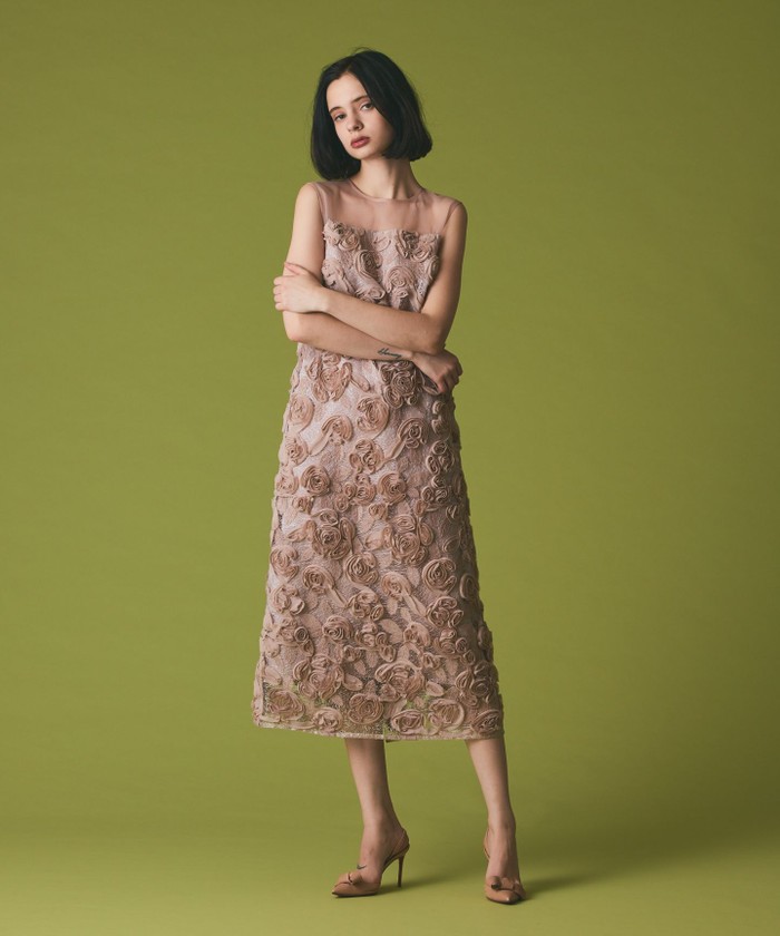 GRACECONTINENTAL フラワーembドレス ベージュ 38 GRACECONTINENTAL フラワーembドレス ベージュ 38