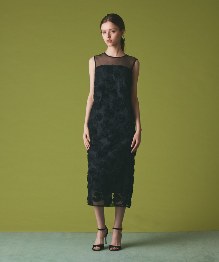 GRACECONTINENTAL フラワーembドレス ブラック 36 GRACECONTINENTAL フラワーembドレス ブラック 36