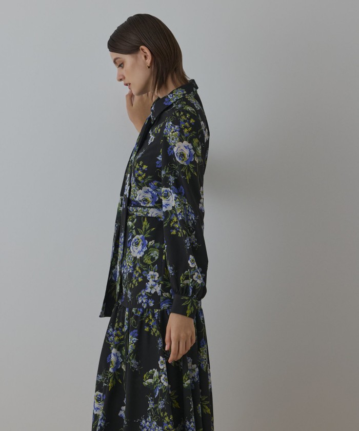 GRACECONTINENTAL ブーケフラワープリントワンピース ブラック 38