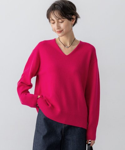 【洗える】カシミヤブレンド Vネック ニット