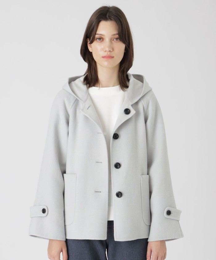 モラビト ベルト　チェック　リバーシブルコート　ダブルフェイス　グレー モラビト ベルト チェック リバーシブルコート ダブルフェイス