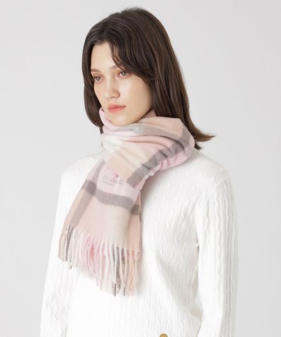 クレストブリッジチェックウォッシャブルカシミヤマフラー