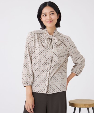 【ウォッシャブル】ジオメトリックプリントブラウス