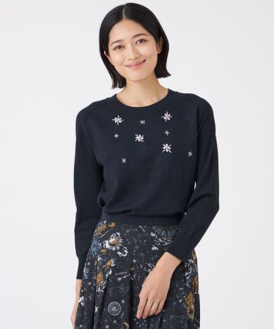 【ウォッシャブル】ビジューニットプルオーバー