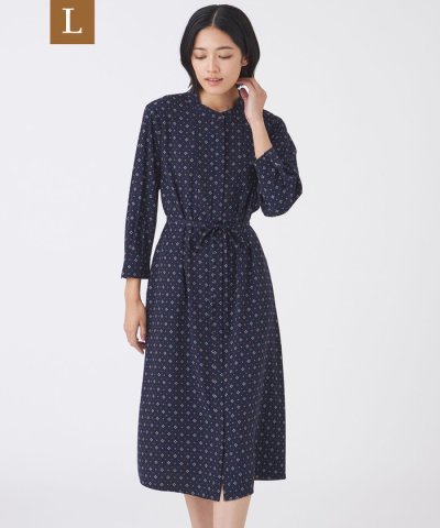 【L】【ウォッシャブル】ジオメトリックプリントワンピース