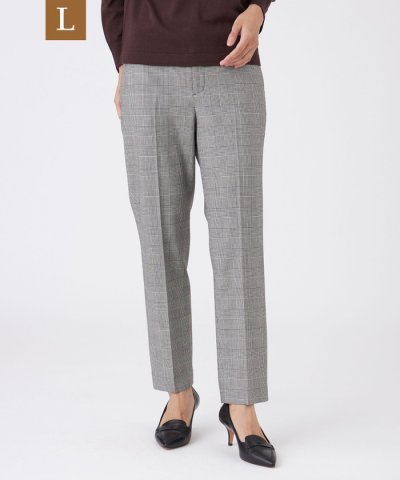 【L】【ウォッシャブル】グレンチェックパンツ