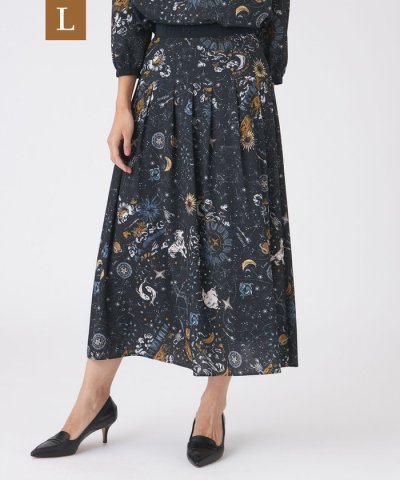 【L】【ウォッシャブル】コスモ柄プリントスカート