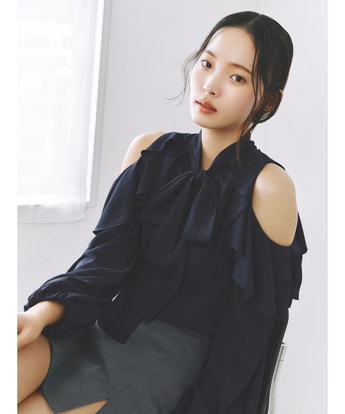 FRAYI. D 【限定カラー】2wayショルダーフリルボウタイブラウス DNVY F FRAYI. D 【限定カラー】2wayショルダーフリルボウタイブラウス DNVY F