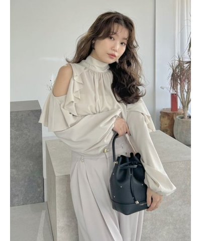 【限定カラー】2wayショルダーフリルボウタイブラウス