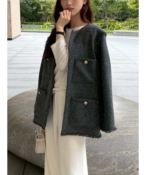 FRAYI. D 2wayベストツイードジャケット GRY 0