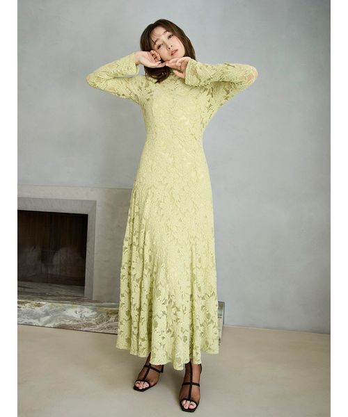 FRAYI. D フラワーストレッチレースワンピース LIME 0
