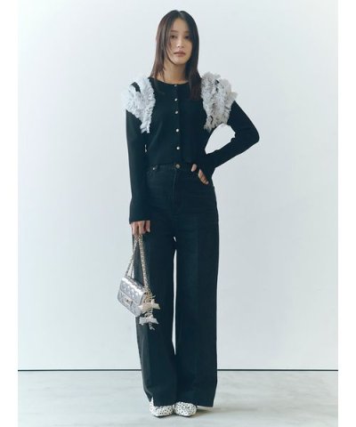 【00サイズ】ハイウエストセンタープレスワイドデニム