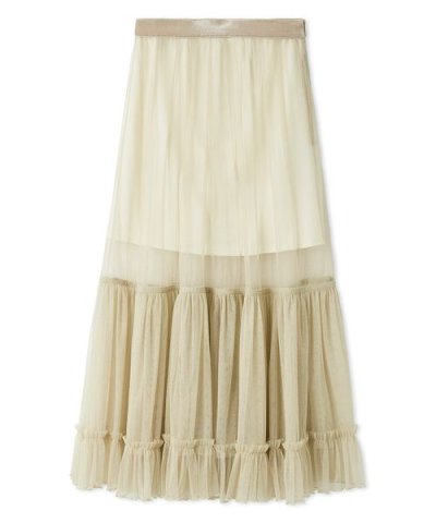 プリーツヘムチュールスカート