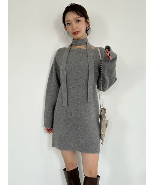 FRAYI. D フォックスウールミニニットワンピース GRY F FRAYI. D フォックスウールミニニットワンピース GRY F