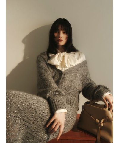 モヘアミックスラメニットスカート