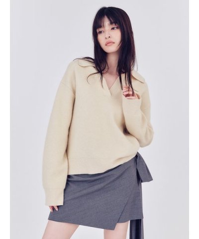 ラクーンダブルフェイスポロカラープルオーバー