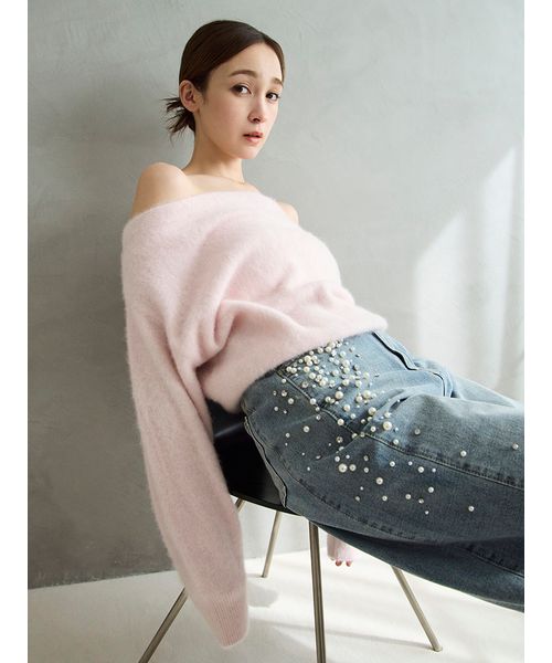 aimeine エメイン　 フォックスカシミヤオフショル2wayニット エメイン aimeine フォックスカシミヤオフショル2wayニット