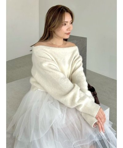 フォックスカシミアオフショルニットトップス