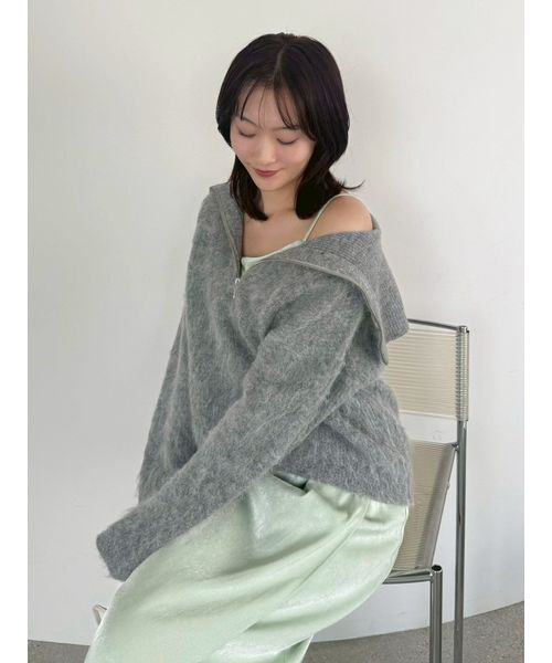 【美品】FRAY I.D フレイアイディー　ニットフーディー　グレー グレー系｜ニット・セーター｜FRAY I.D(フレイ アイディー)｜阪急