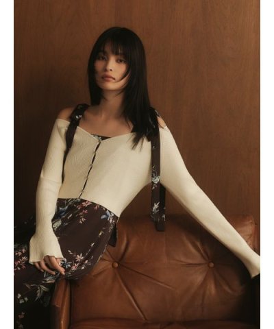 クロップドリブニットカーディガン