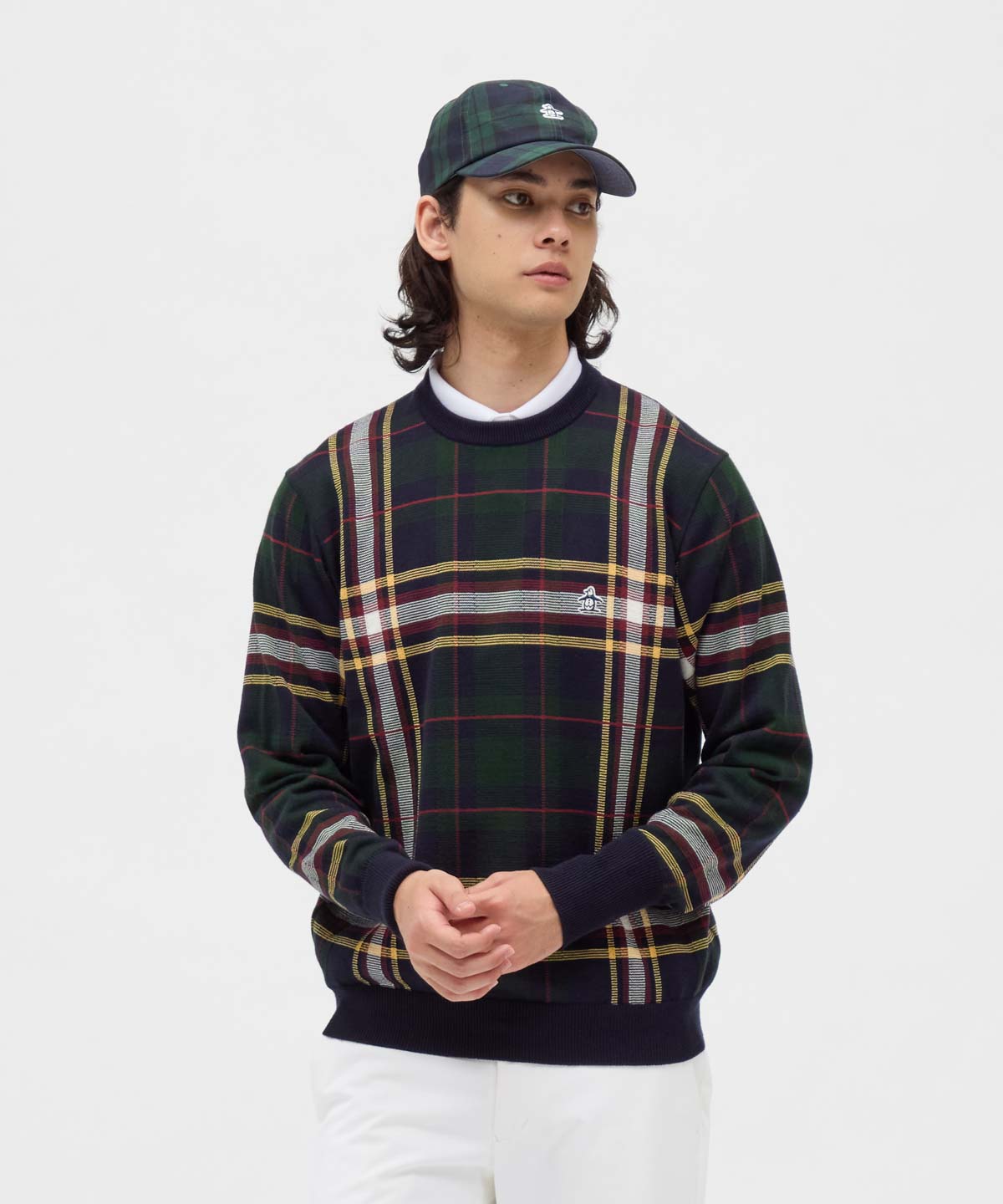 Munsingwear(ings) マンシングウェア Munsingwear 【70周年記念】タータンチェックセータ ネイビー L